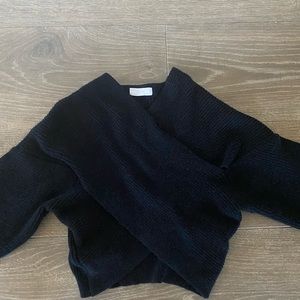 Oak + Fort Crossover Sweater in Black